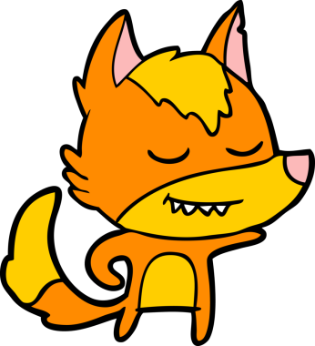 Bir insan tarafından çizilmiş tilki çizgi film karakteri