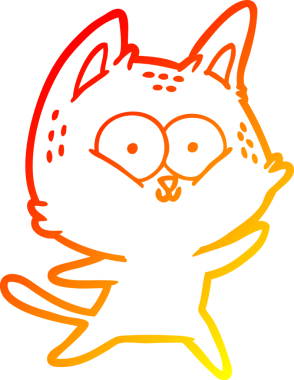 Bir insan tarafından çizilmiş çizgi film kedisinin sıcak çizgi çizimi