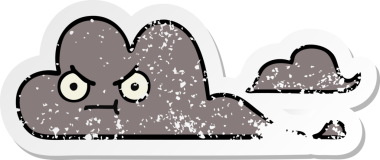 Bir insan tarafından çizilmiş tatlı bir karikatür fırtına bulutunun sıkıntılı çıkartması