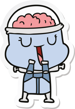 Bir insan tarafından çizilmiş mutlu çizgi film robotunun çıkartması.