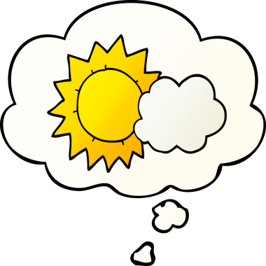 Düşünce baloncuğu olan karikatür havası bir insan tarafından çizilmiş.