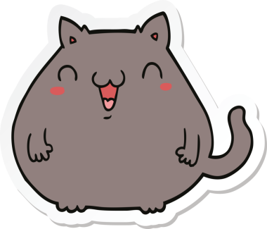 Bir insan tarafından çizilmiş çizgi film kedisinin çıkartması.