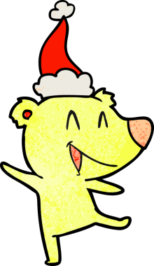 Gülen ayı eli desenli bir insan tarafından çizilmiş Noel Baba şapkası.