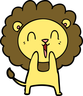 Bir insan tarafından çizilmiş gülen aslan çizgi filmi.