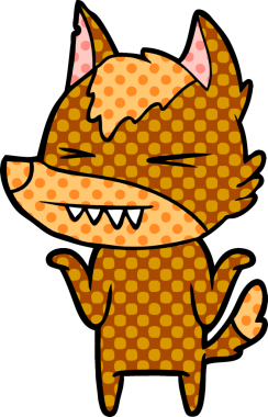 Bir insan tarafından çizilmiş tilki çizgi film karakteri