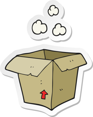 Bir insan tarafından çizilmiş boş bir kutunun etiketi.