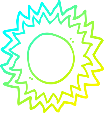 Bir insan tarafından çizilmiş bir karikatür güneş çizimi.