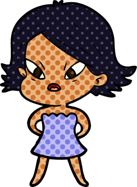 Çizgi film bir insan tarafından çizilmiş stresli kadın.