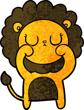 Bir insan tarafından çizilmiş çizgi film aslanı.