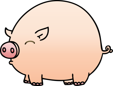 bir insan tarafından çizilmiş gölgelenmiş garip çizgi film domuzu.