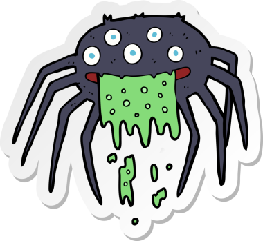 Bir insan tarafından çizilmiş iğrenç cadılar bayramı örümceğinin çıkartması.