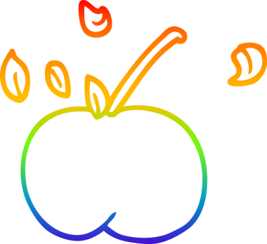 Bir insan tarafından çizilmiş sulu bir elmanın çizgi çizimi.