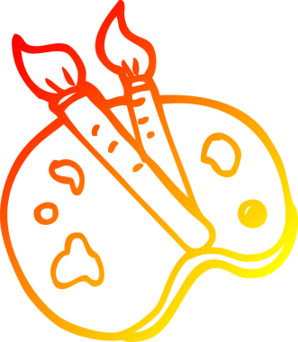 Bir insan tarafından çizilmiş bir çizgi film ressamı paletinin sıcak gradyan çizimi