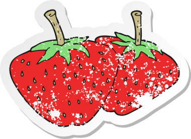 Bir insan tarafından çizilmiş karikatür çileklerinin geriletilmiş yapıştırması.