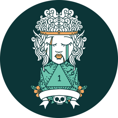 Hüzünlü elf barbar karakteri ikonu. Bir insan tarafından çizilmiş doğal bir ruloyla.