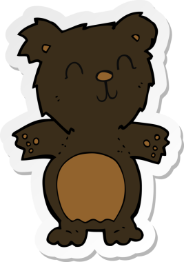 Bir insan tarafından çizilmiş şirin siyah ayı yavrusunun çıkartması.