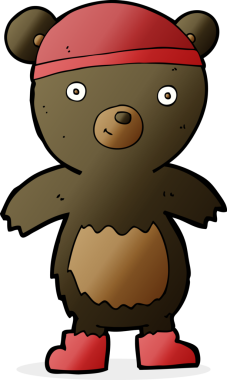 Bir insan tarafından çizilmiş şirin siyah ayı.