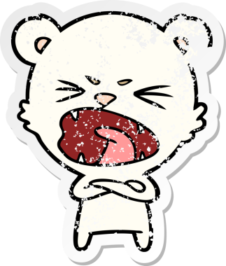 Bir insan tarafından çizilmiş kızgın bir kutup ayısının sıkıntılı çıkartması.