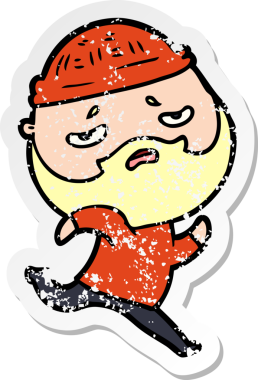 Bir insan tarafından çizilmiş sakallı endişeli bir karikatür çıkartması.