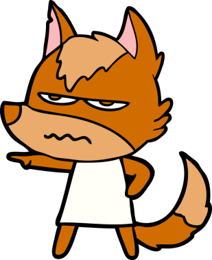 Bir insan tarafından çizilmiş tilki çizgi film karakteri