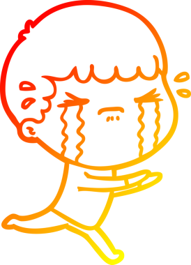 Bir insan tarafından çizilmiş ağlayan bir çizgi film karakteri çizimi.