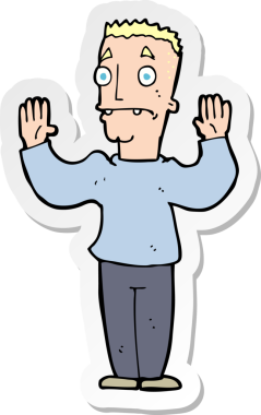 Bir insan tarafından çizilmiş bir karikatür adamın çıkartması.