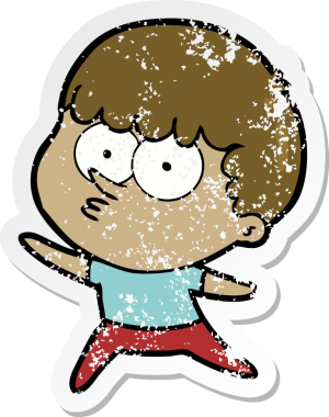 Bir insan tarafından çizilmiş karikatür dans eden çocuğun sıkıntılı çıkartması.