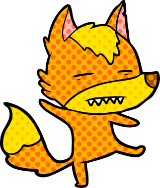 Bir insan tarafından çizilmiş tilki çizgi film karakteri