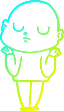 Bir insan tarafından çizilmiş kel bir adamın soğuk çizgi çizimi.