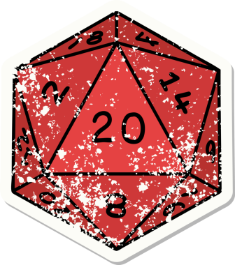 Bir insan tarafından çizilmiş geleneksel bir d20 zar stili yapıştırmalı dövme