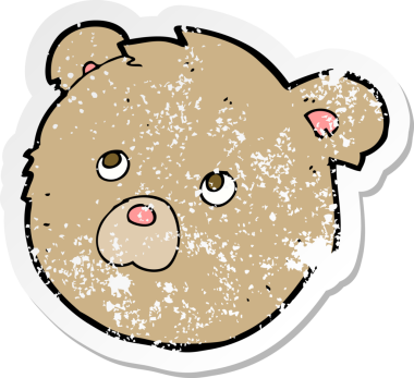 Bir insan tarafından çizilmiş oyuncak ayı suratlı karikatürün gerilimli yapıştırması.