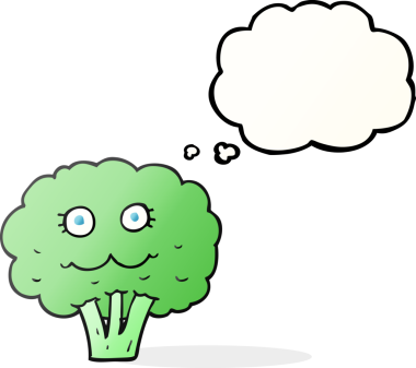 Bir insan tarafından çizilmiş serbest çizim baloncuk brokoli.