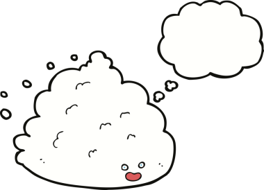 Bir insan tarafından çizilmiş düşünce baloncuklu çizgi film karakteri