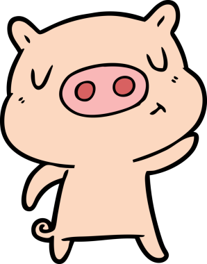 Bir insan tarafından çizilmiş çizgi film içerikli domuz.