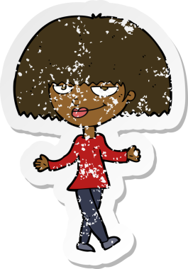 Bir insan tarafından çizilmiş kendini beğenmiş bir karikatürdeki gerilimli çıkartma.