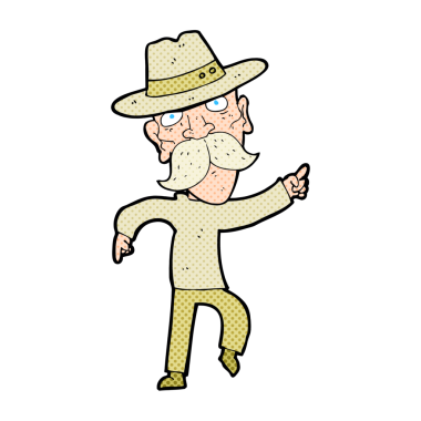 Bir insan tarafından çizilmiş bir şapka giyen çizgi film adamı.