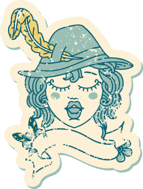 Retro Dövme Tarzı İnsan Ozan Karakteri Yüzü Bir İnsan Tarafından Çizildi