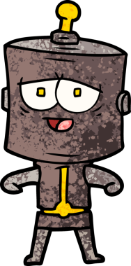 Bir insan tarafından çizilmiş çizgi film robotu