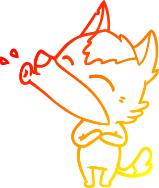 Bir insan tarafından çizilen uluyan kurt çizgi filminin sıcak gradyan çizimi