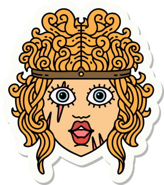 Bir insan tarafından çizilmiş barbar bir insan karakterinin çıkartması.