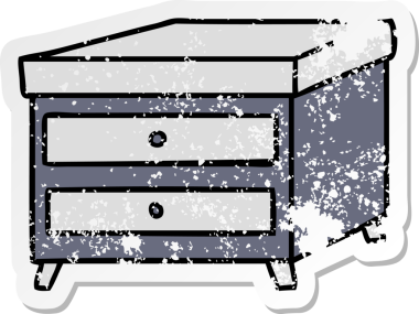 Bir insan tarafından çizilmiş komodinin çizilmiş bir karikatürü.