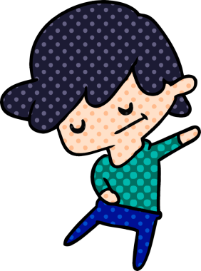 Bir kawaii 'nin insan tarafından çizilmiş şirin bir çocuk çizimi.