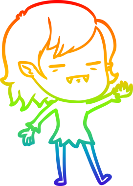 Gökkuşağı gradyan çizgi çizimi Bir insan tarafından çizilen ölümsüz vampir kız çizgi