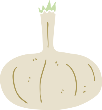 Bir insan tarafından çizilmiş düz renk çizgi film soğanı