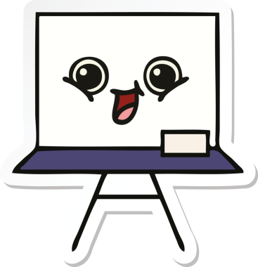 Bir insan tarafından çizilmiş beyaz bir karikatür çıkartması.