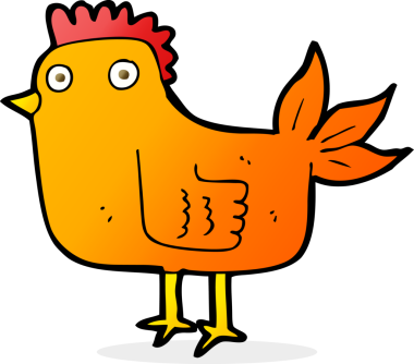 Bir insan tarafından çizilmiş çizgi film tavuğu.