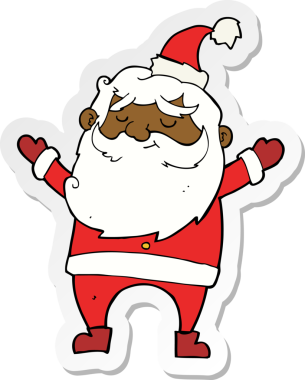 Bir insan tarafından çizilmiş mutlu noel baba karikatürü.