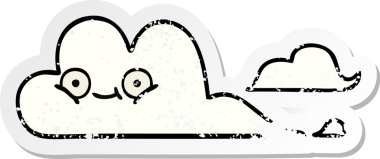 Bir insan tarafından çizilmiş şirin beyaz bulutun sıkıntılı çıkartması.