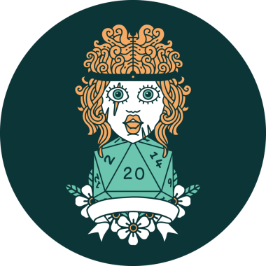 Bir insan tarafından çizilmiş 20 zarlı insan barbar simgesi.