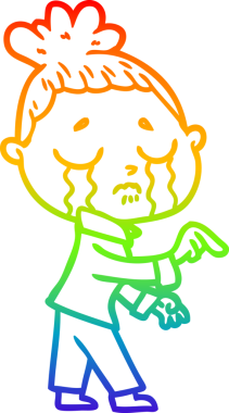 Gökkuşağı gradyan çizimi bir insan tarafından çizilmiş ağlayan bir kadının çizimi